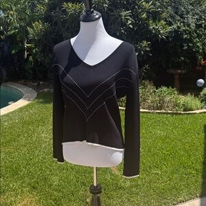 Michelle Nicole Black Ribbed Knit Top
